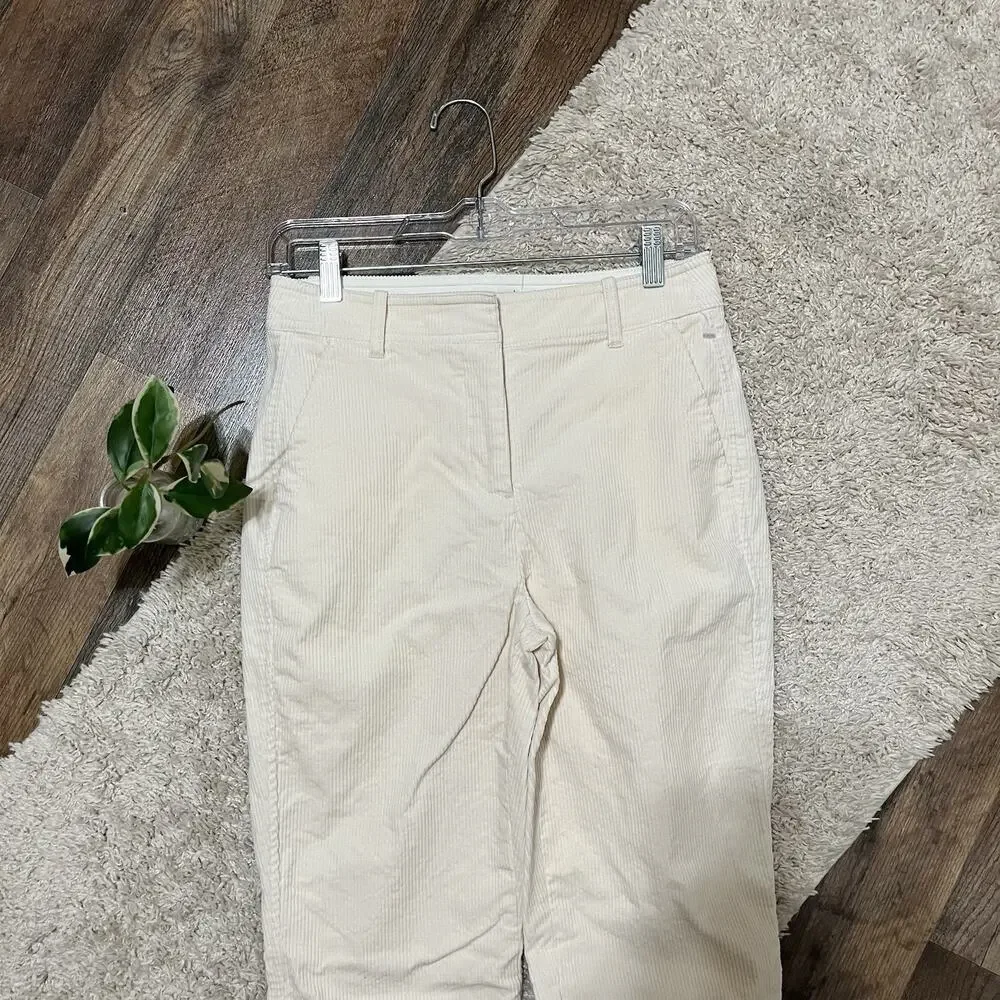 J.crew Size 2 Tall Cream Corduroy Flare Leg Mid-Rise Trouser Pants